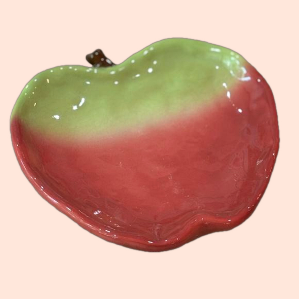 Vintage Y2K Russ Berrie Handpainted Fall Apple Trinket Tray